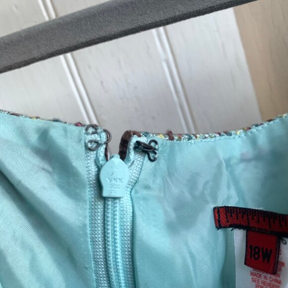 Tapemeasure Vintage Y2K Blue PInk Tweed Pastel Skirt Bow Detail Slit w Slip - 18 - Picture 9 of 16